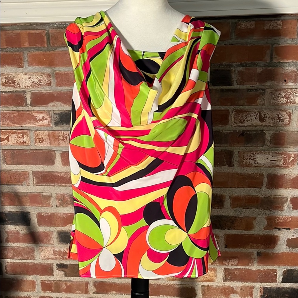 Lafayette 148 New York Vibrant Multicolor Sleeveless Silk Top